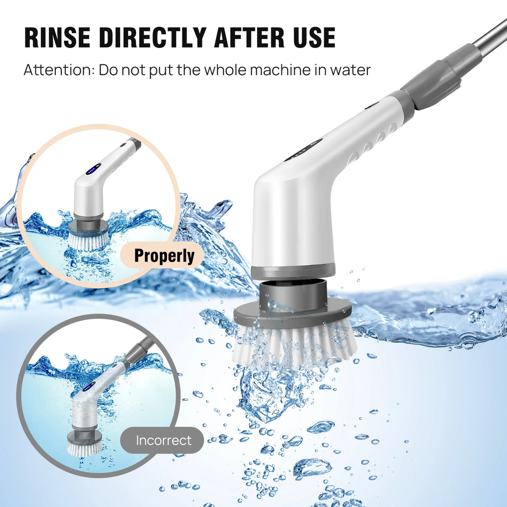 BRIEFNESS Cordless Electric Cleaning Brush 10-in-1 Multifunctional Spin Scrubber Kitchen Bathroom Cleaning Brush Rotary Cleaners