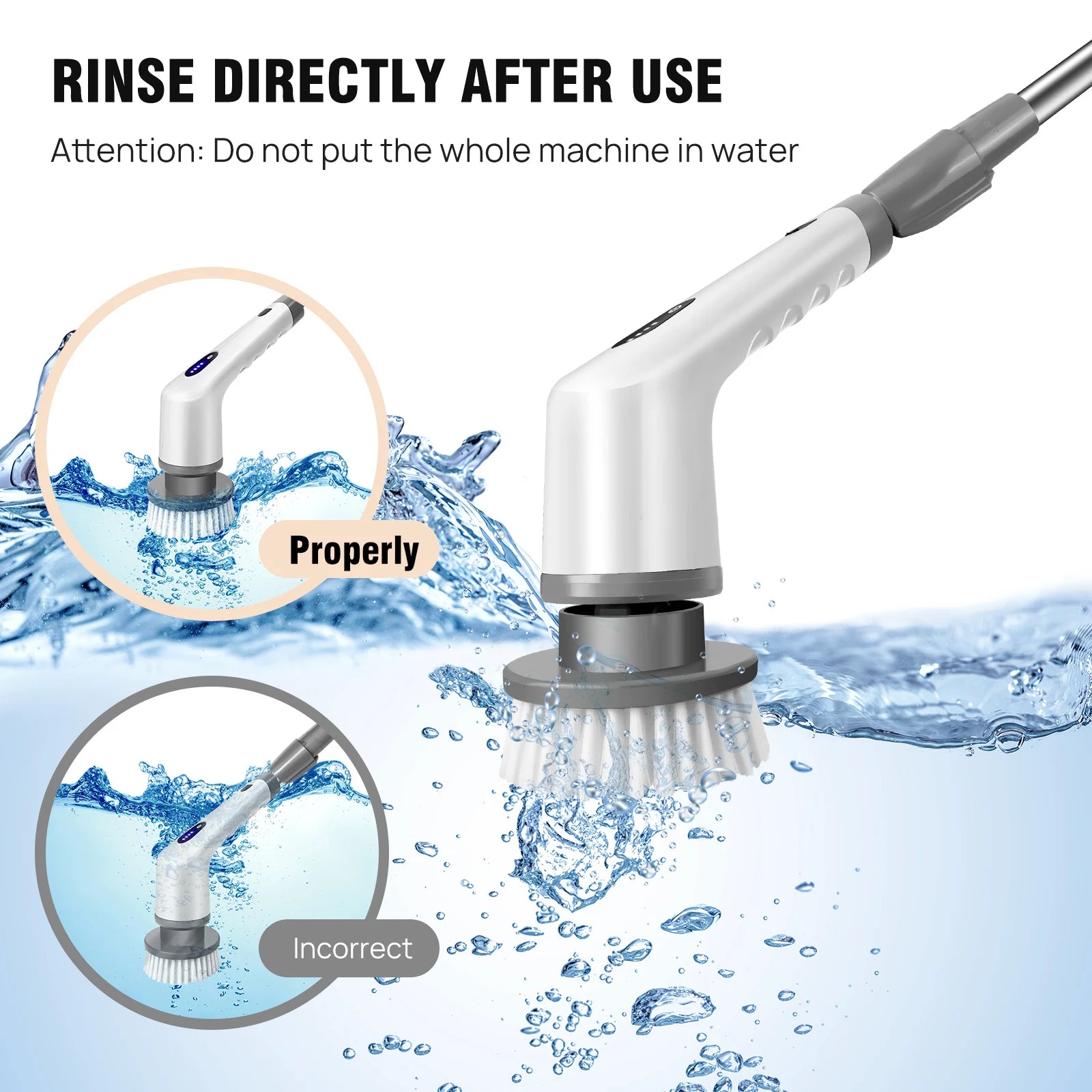 BRIEFNESS Cordless Electric Cleaning Brush 10-in-1 Multifunctional Spin Scrubber Kitchen Bathroom Cleaning Brush Rotary Cleaners