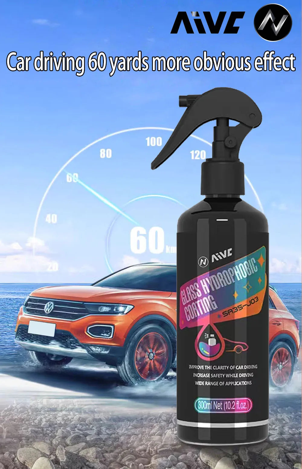 Car Glass Hydrophobic Nano Spray  AIVC Window Waterproof Coating Rearview Mirror Rain Coating Auto Hydrophobic Glass Polishing