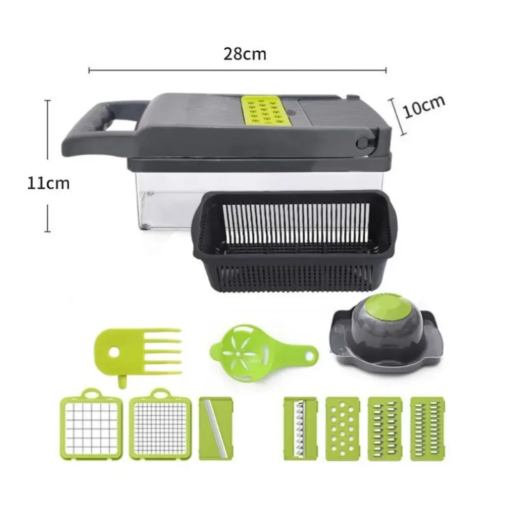 Multifunctional Vegetable Chopper 14/16 in 1 Food Slicer Dicer Grater with Handle, Kitchen Vegetable Cutter Tools Set - QueensalesOF