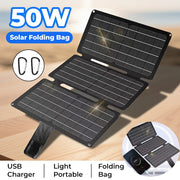 50W Foldable Solar Panel 5V USB Portable Battery Charger for Cell Phone Outdoor Waterproof Power Bank for Camping Accessories - QueensalesOF