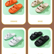 Comemore Thick Platform Sandals Beach Shoes Bathroom Slipper Soft Men Flat Slides Women Slippers Adjustable Buckle Oversized 47 - QueensalesOF