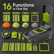 16-in-1 Vegetable Chopper PE+ABS Multi-Blade Kitchen Gadget for Home Cooking & Meal Prep - QueensalesOF