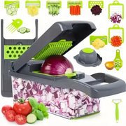 Multifunctional Vegetable Chopper 14/16 in 1 Food Slicer Dicer Grater with Handle, Kitchen Vegetable Cutter Tools Set - QueensalesOF