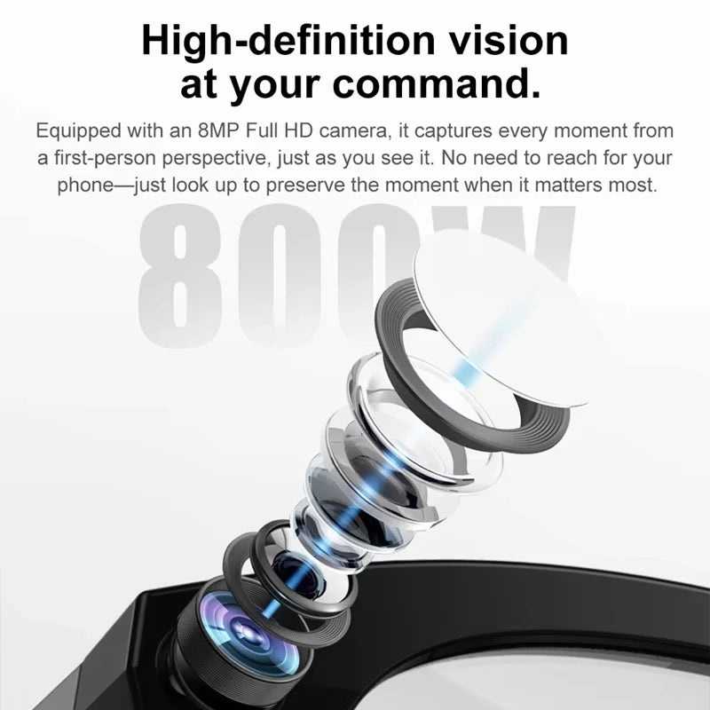 Lenovo HOT1600W Camera AI Smart Glasses HD Video Recording Real-time Translation AI Recognition Wifi Transmission Music Control